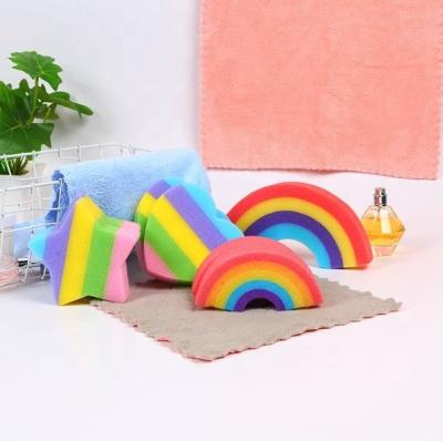 China All Natural Rainbow Shape Body Cleansing Colorful Custom Bath Scrub Sponge For Baby for sale