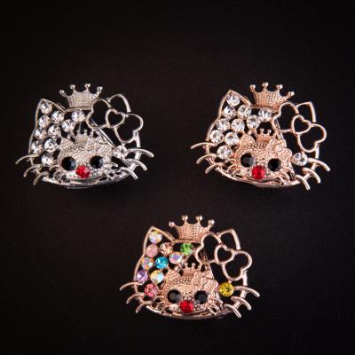 China Popular Korean Silk Buckle Brooch Ring Scarf Brooches Three Cat Rhinestone Soft Pin for sale