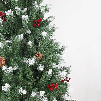 China Slim Artificial Led Green PVC/PE/PET Christmas Tree 7 Metal 5 OEM Customized Lights PVC Item Style Time Rack Packing PET pcs color multi for sale