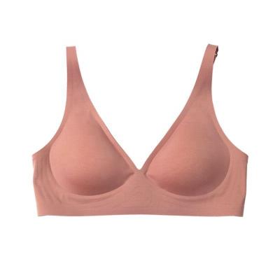 China Plain QUICK DRY fashion traceless underwear gathered and fitted large chest and small comfortable bra set without steel ring for sale