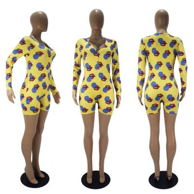 China QUICK DRY Pajamas Christmas Onesie Women's Sleepwear Flip Printed Long Sleeved Jumpsuit Button Xmas Pajamas New Arrivals For Adults for sale
