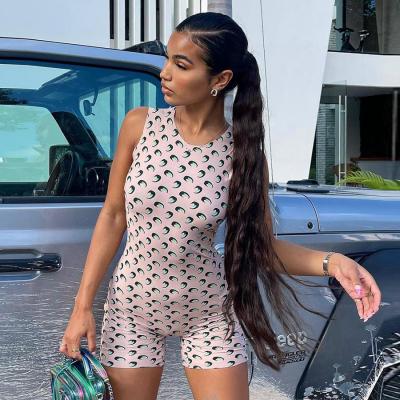 China QUICK DRY Cartoon Sleeveless Pattern Jumpsuits Summer Wholesale Price Overalls One Piece Rompers For Women for sale