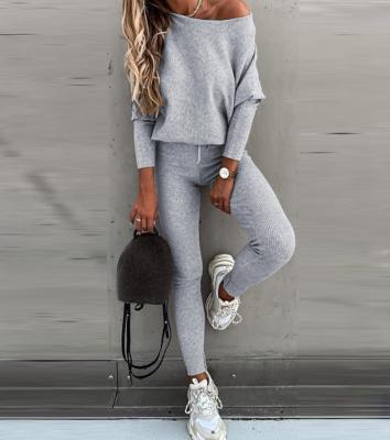 China Wholesale Custom Sport Casual Two Piece Common Wear Women Suit Sweater Anti-Wrinkle Factory Round Neck Two Piece Set for sale