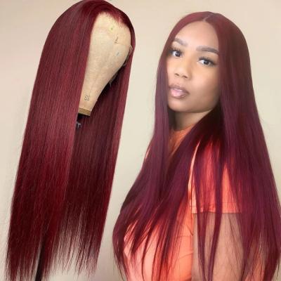 China Can be complexion & ironed & & Wholesale Price Swiss Colored Lace Wig Bleached Red Straight Human Hair Ombre Red Color Lace Wigs For Women for sale