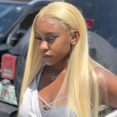 China Can be complexion & ironed & & 100% Human Hair Raw Blonde Bleached Full Lace Wigs, 613 Virgin Blonde Straight Wig For Black Women for sale