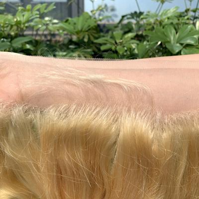 China Can be complexion & ironed & & 13x6 Lace Front Bleached Virgin Remy Sheer Lace Frontal Virgin Remy Headband With Baby Hair, Brazilian Hair Closure Headbands Hair for sale