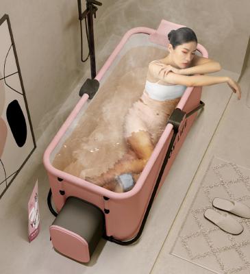China Best Selling Sustainable Newly Designed Portable PVC Square Family Bath Bucket SPA Tubs Folding Plastic Bathtub for sale