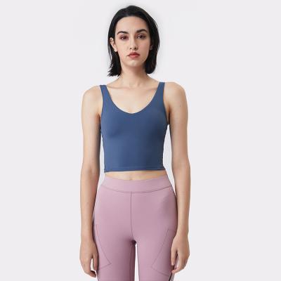 China Breathable Removable Wireless Workout Fitness Tank Top Yoga Padded Bra Camisole Sports Womens Top for sale