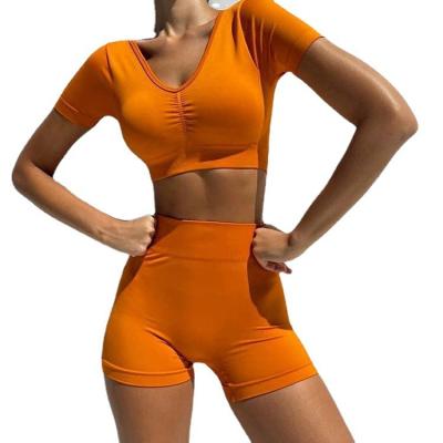 China 5 Pcs Women Breathable Compression Fitness Set Cool Gym Fitted Sports Bra And Shorts Gaiters Yoga Suit for sale