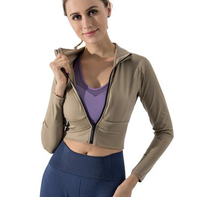 China Breathable Zipper Long Sleeve Sport Coat Comfortable Fitness Running Yoga Jacket for sale