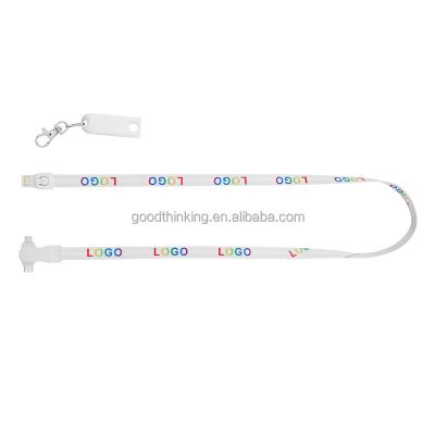 China Camera 3 in 1 Portable Charging 2A 90CM USB Charger Cable OEM Logo Fast USB C Cable Neck Strap USB Charging Cable Lanyard for sale