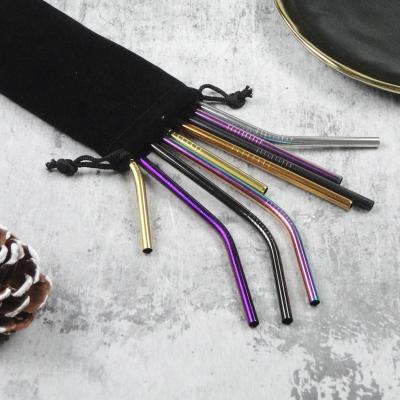 China Sustainable Metal Stainless Steel Straw Travel Flatware Reusable Drinking Set With Individually Wrapped Case Bag For Tumbler Bar Accessories for sale