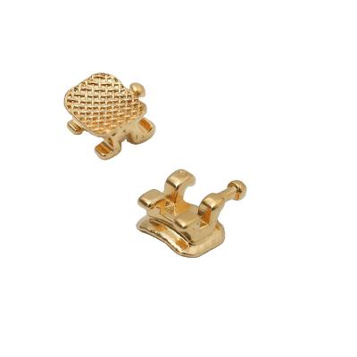 China Gold Plated Orthodontic Bracket Roth/MBT/Edgewise 0.022/0.018 Slot With/Without Hook Laser Mark/No Laser Mark for sale