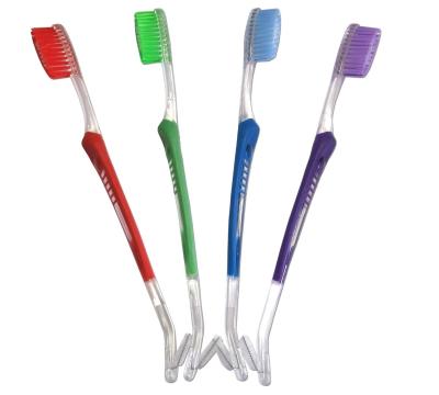 China Dual Head Orthodontic Toothbrush Blue Green Red Pink Purple Black Braces Gum Care Toothbrush for sale