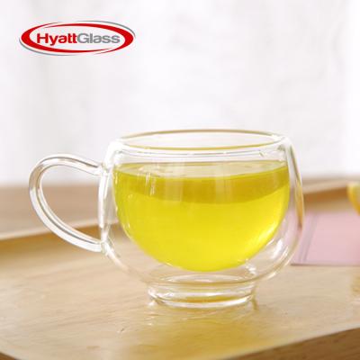 China Europe factory direct export double wall glass tea cup with handle for sale