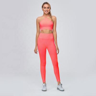 China Breathable Hot Sexy Bra Gym Wear Set Women Fitness Legging 2 Pieces Yoga Sweat Leggings Fits Low MOQ Yoga Sweat Fits Sportswear Outfits for sale