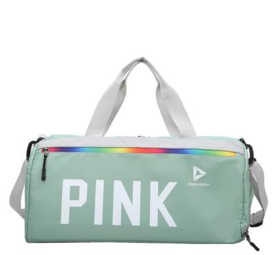 China Fashion Stylish PINK Sport Gym Duffle Travel Bag For Women Men With Shoe Compartment And Wet Pocket Tear Resistant for sale