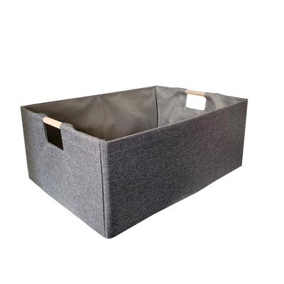 China Viable Decorative Basket Fabric Storage Bin Rectangular Organizer Basket with Handles for Clothes Storage for sale