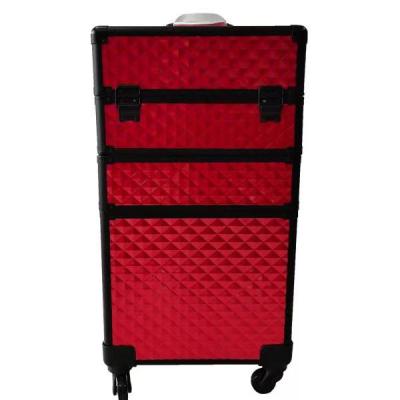 China Fashion high-quality stain aluminum alloy three-layer pull rod beauty and makeup artist outdoor box, customizable for sale