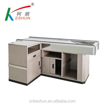 China Aluminum alloy and PVC plastic stainless steel checkout counter cashier counter, modern store checkout counter design for sale
