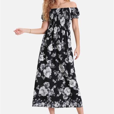 China 2022 New Design Spring Summer Flower Pattern Women Elegant Girls Clothing Breathable Casual Dress for sale