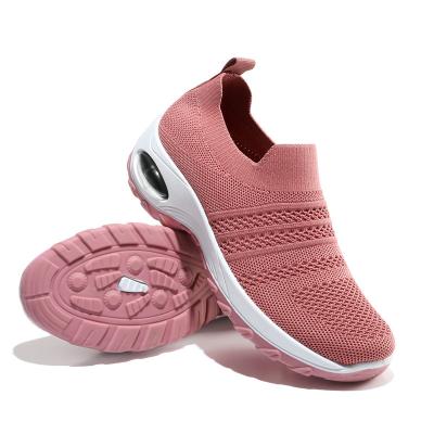 China Fashion trend wholesale and retail women's sneakers custom color outdoor walking breathable flight knitted shoes for sale