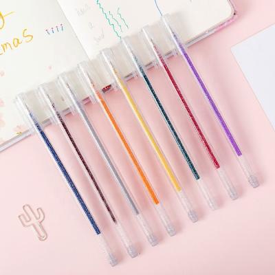 China Office School Watercolor Pen 8 Colors Glitter Gel Pen Cute Colored Drawing Pen Highlighter Marker for School Art Stationery Girl Kids DIY Gift for sale