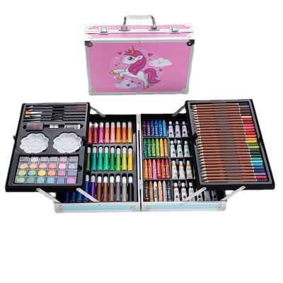 China 145pcs Portable Portable Aluminum Double Paint Set Watercolor With Water Brush Pen Color Advance Watercolor Dye For Drawing Art S for sale