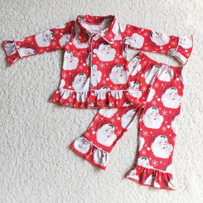 China Wholesale Bulk Red Polyester Santa Long Sleeve Sleeping Wear Children Christmas Pajamas Set/Christmas Fashion Cotton Kids New for sale