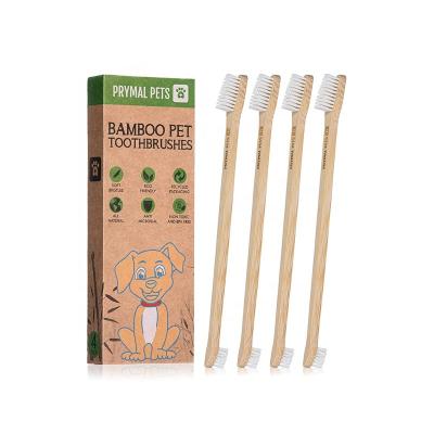 China Soft Bristle Dog Toothbrush Eco-Friendly Sustainable Natural Bamboo Pet Double Side And Finger Toothbrush For Dog And Cat for sale
