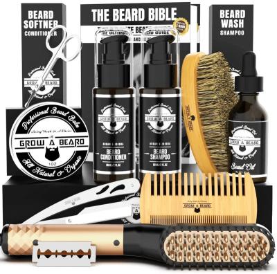 China NEW Perfect Men's Eco-Friendly Beard Care Gift Set Beard Grooming Kit Beard Oil Balm Wash and Conditioner Kit OEM for sale