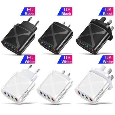 China Mobile Phone OEM 3.1A USB Charger UK/EU/US Quick 4 Plug Port Wall Charger For iPhone Travel Charger for sale