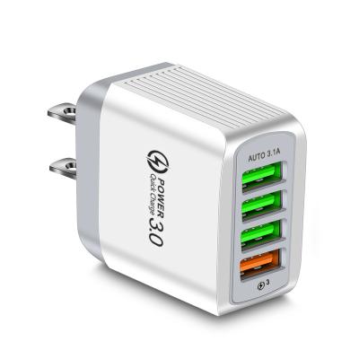 China Mobile Phone QC 3.0 Devices 4USB Fast Charging Head QC3.0 Charging TRAVEL Charging USB Wall Four-Port Charging for sale