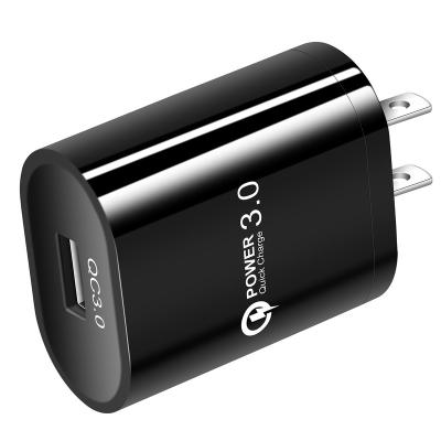 China Travel High Speed Single Left Mobile Phone Adapter Qc3.0 2.0a Power Mobile Phone USB Fast Charger for sale