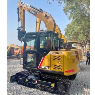 China Low price sale of original hydraulic track type Sany SY75 second-hand excavator and hook machine for sale