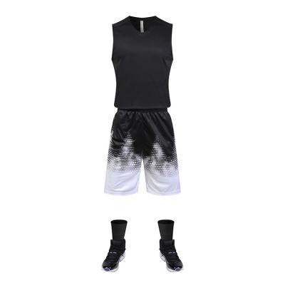 China Custom Black And White Vintage Logo Anti-UV Basketball Tank Top Sets Reversible Youth Basketball Uniforms for sale