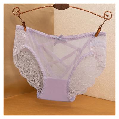 China 40507 Antibacterial Wholesale OEM Design Lace Up Sexy Lingerie Panties Traceless Mesh Women Panties Underwear for sale
