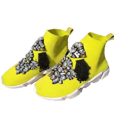 China Wholesale Custom Anti-slippery Crystals Knit Sneakers For Women for sale