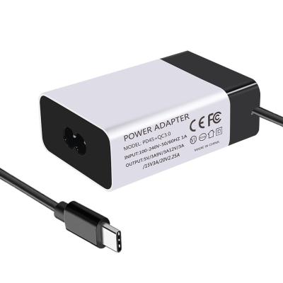 China 45W USB Type C PD Charger QC 3.0 5V 9V 15V 3A 20V 2.25A Laptop Power Adapter for sale