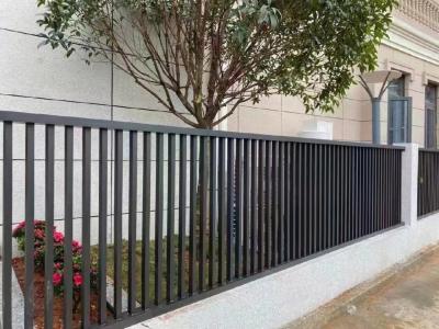 China Black Pressed Spear Top Steel Fence , Galvanized Security Picket Fence for sale