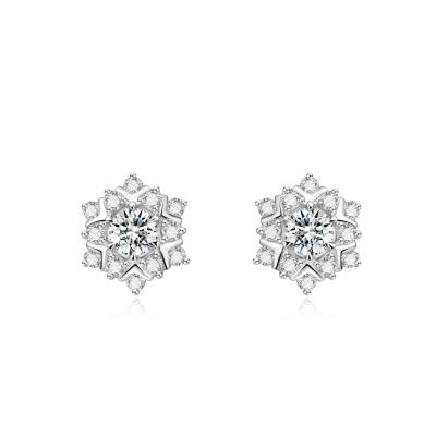 China New Snowflake Shape Design 18k Lab Grown Diamond Earrings Jewelry NGTC Certified Round shape diamond Earrings for sale