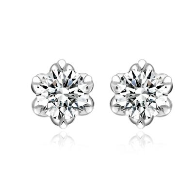 China Beautiful Flower Design 18k Lab Grown Diamond Earrings Jewelry NGTC Certified Round shape 0.5ct diamond Earrings for sale