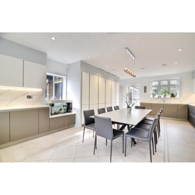 China Modern Plywood Matte Lacquer Modular Full Kitchen Custom Design Set White And Gray Modern Kitchen Cabinet for sale