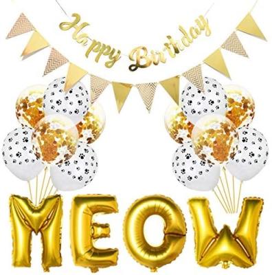 China Birthday LEMON Cat Birthday Banner Party Decoration Pet Supplies Cute Latex Gold Foil Balloons Hat for sale