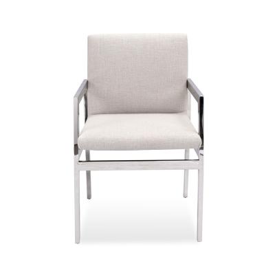 China Stainless Steel Dining Chairs White Sling With Brushed Stainless Steel LOW Leg ARM Pastors Chair for sale