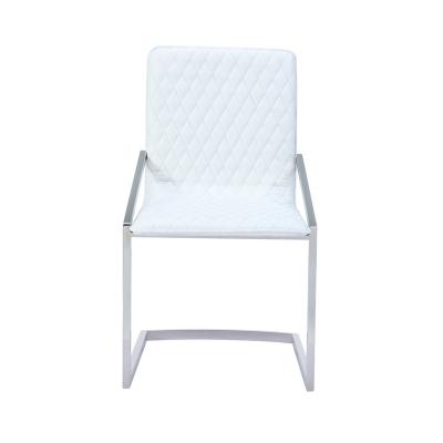 China Modern Design Stainless Steel Leather Dining Chair With One Stainless Steel Leg Dressing Room Chair for sale