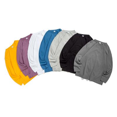 China New 100% Cotton Anti-Wrinkle T-shirt Men's Simple T-Shirts Custom Wholesale Multicolor Loose Long Sleeve for sale