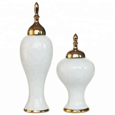 China New Classic Eco-friendly Porcelain Vase With Lid For Home Decoration Ceramic Pot For Decorative Gift With for sale