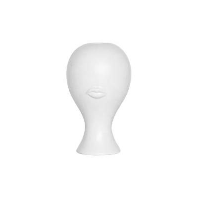 China Art Decor Modern Small Decorative White Ceramic Vase With Muse Face Lip Good For Wholesale And Retail Business Gift for sale