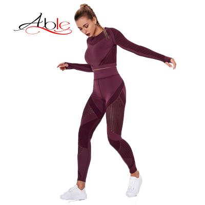 China Conjuntos Deportivos Breathable Able Body Mujer Mallas Deportivas Workout Fitness Clothing Women Yoga Seamless Crop Top Pants Two Piece Set for sale
